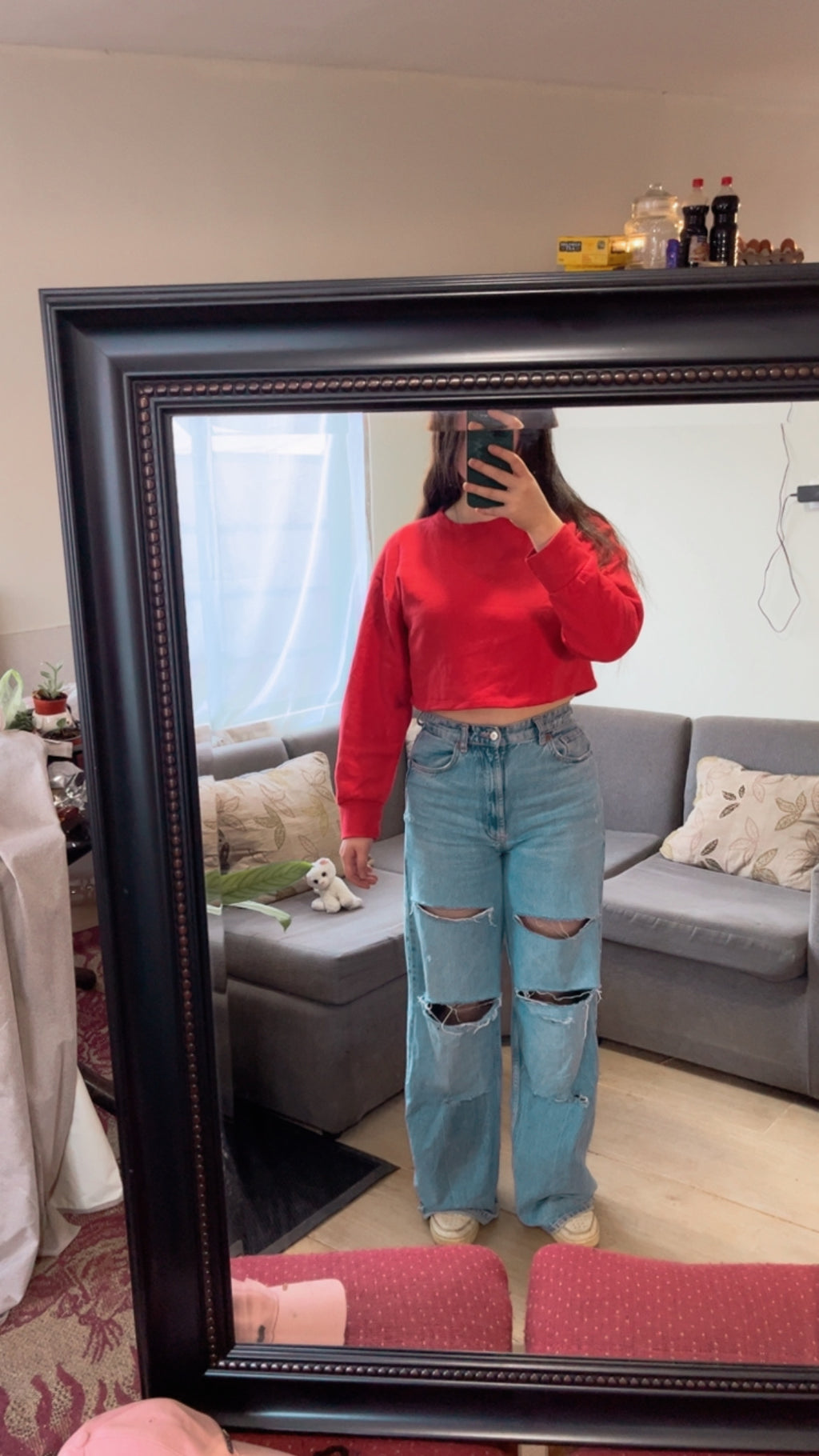 Polerón Cropped Básico Rojo