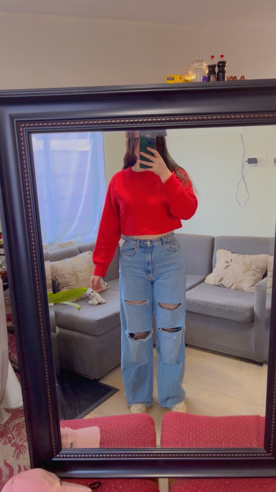 Polerón Cropped Básico Rojo