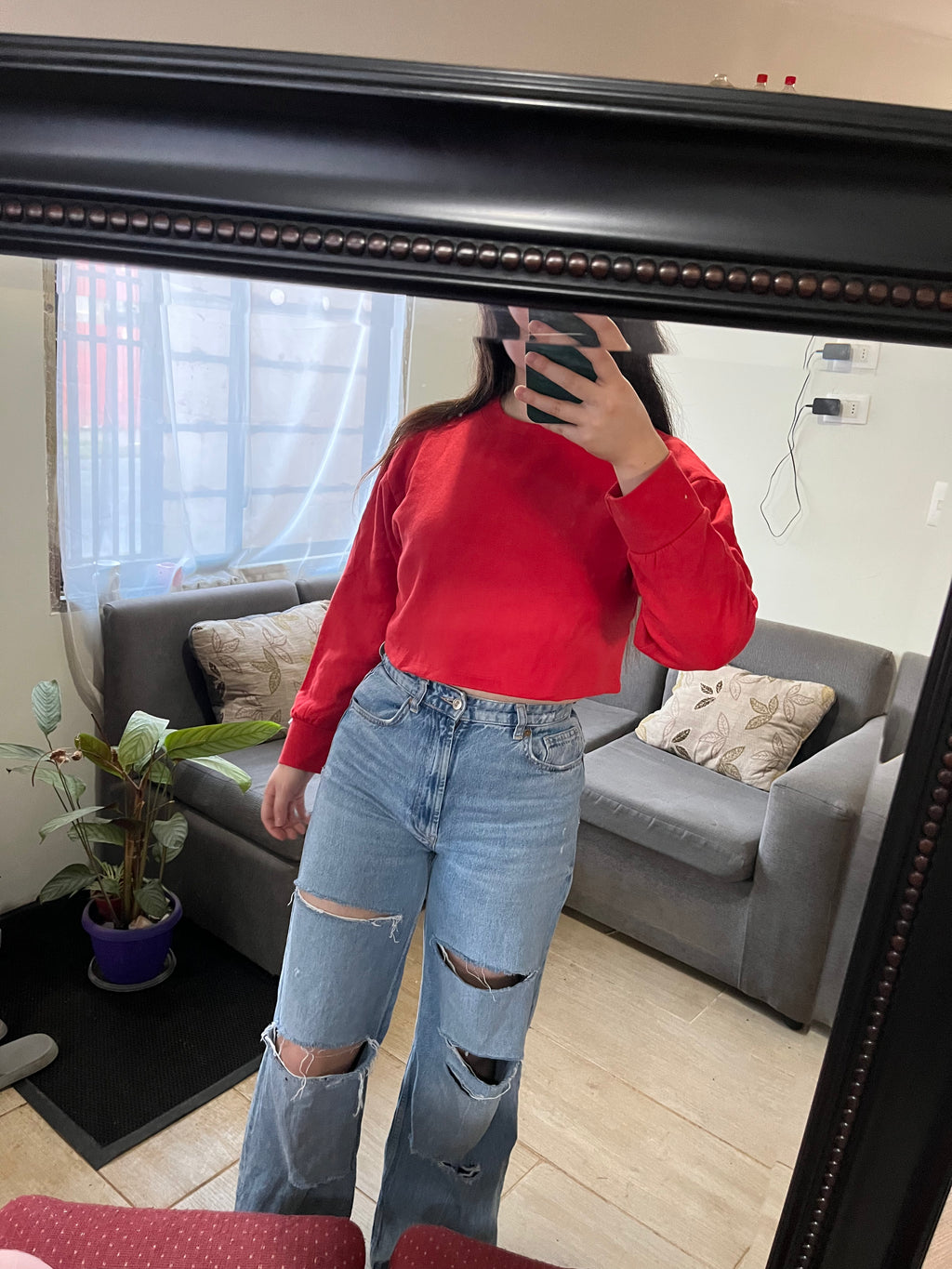 Polerón Cropped Básico Rojo