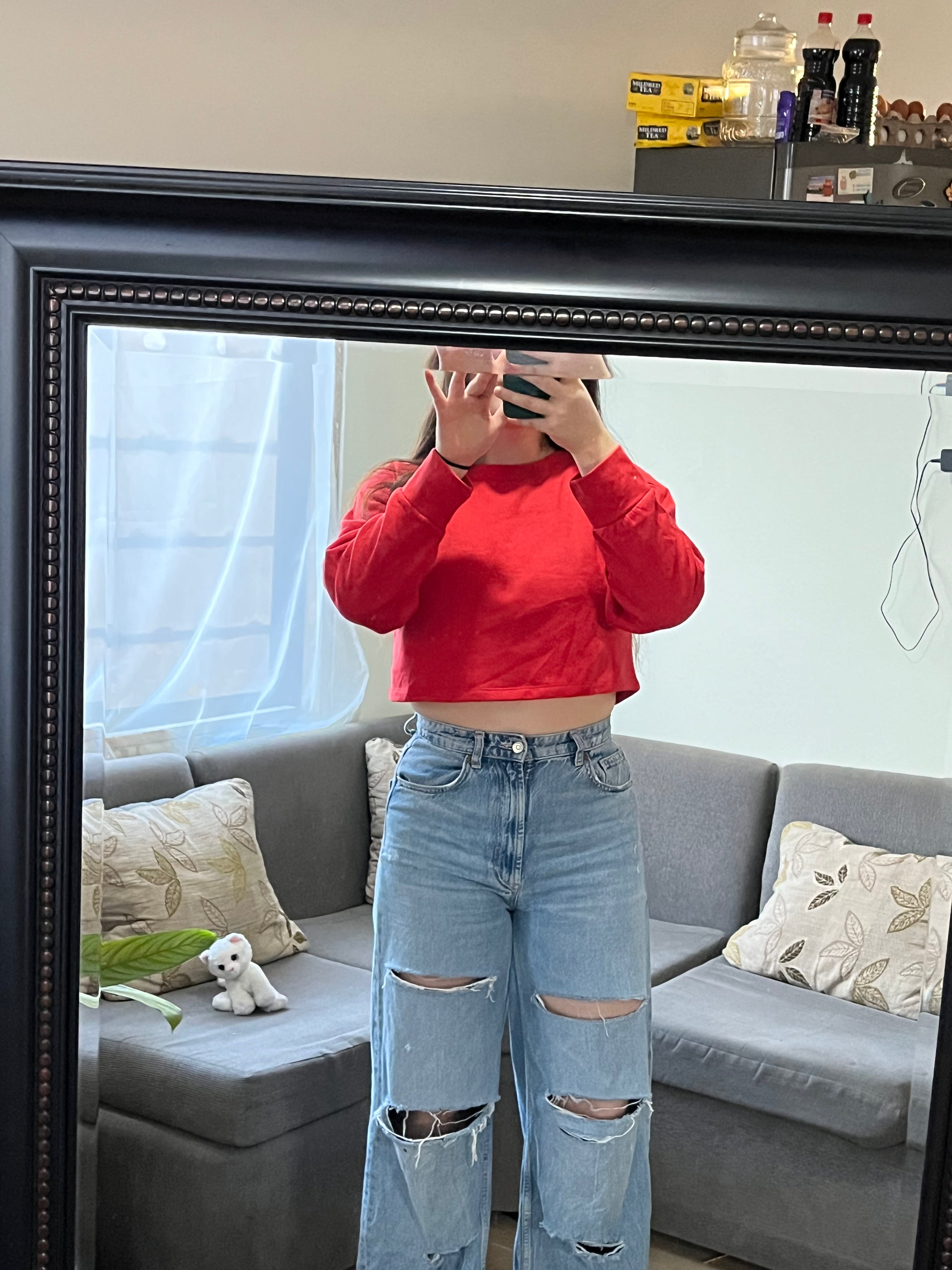 Polerón Cropped Básico Rojo