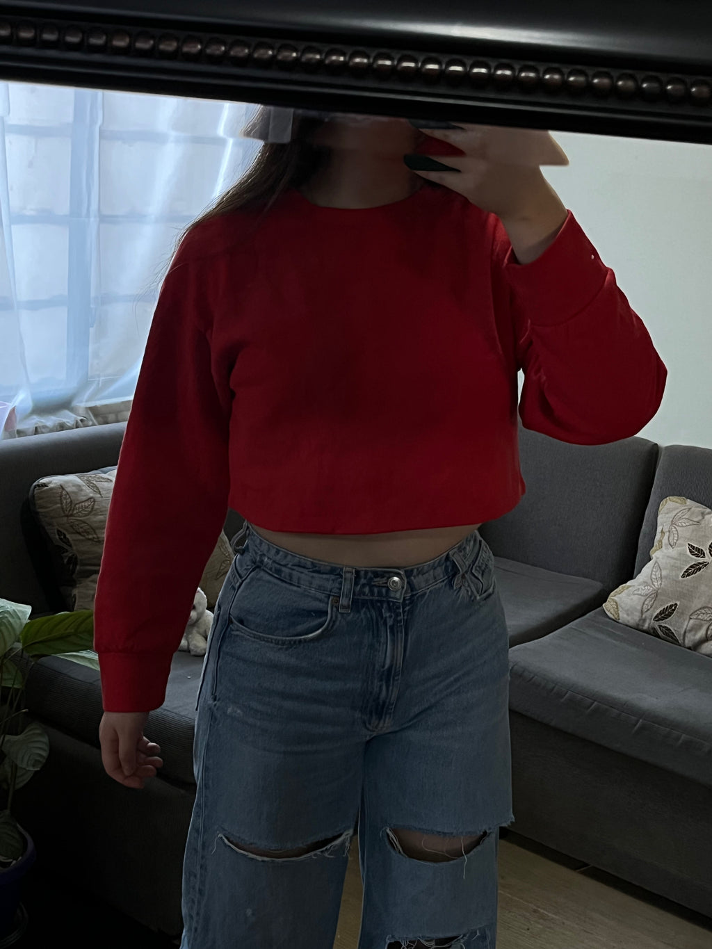 Polerón Cropped Básico Rojo