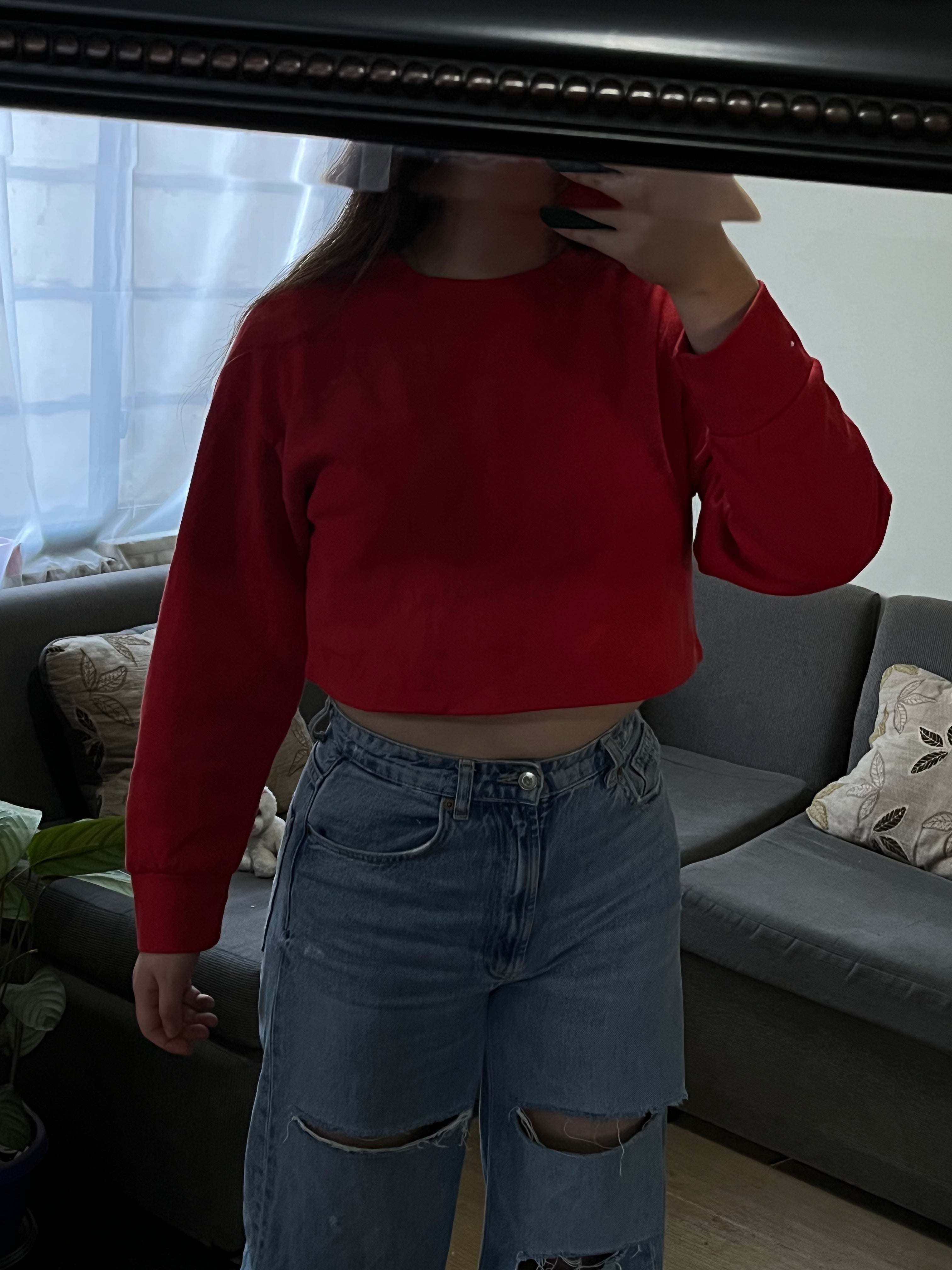 Polerón Cropped Básico Rojo