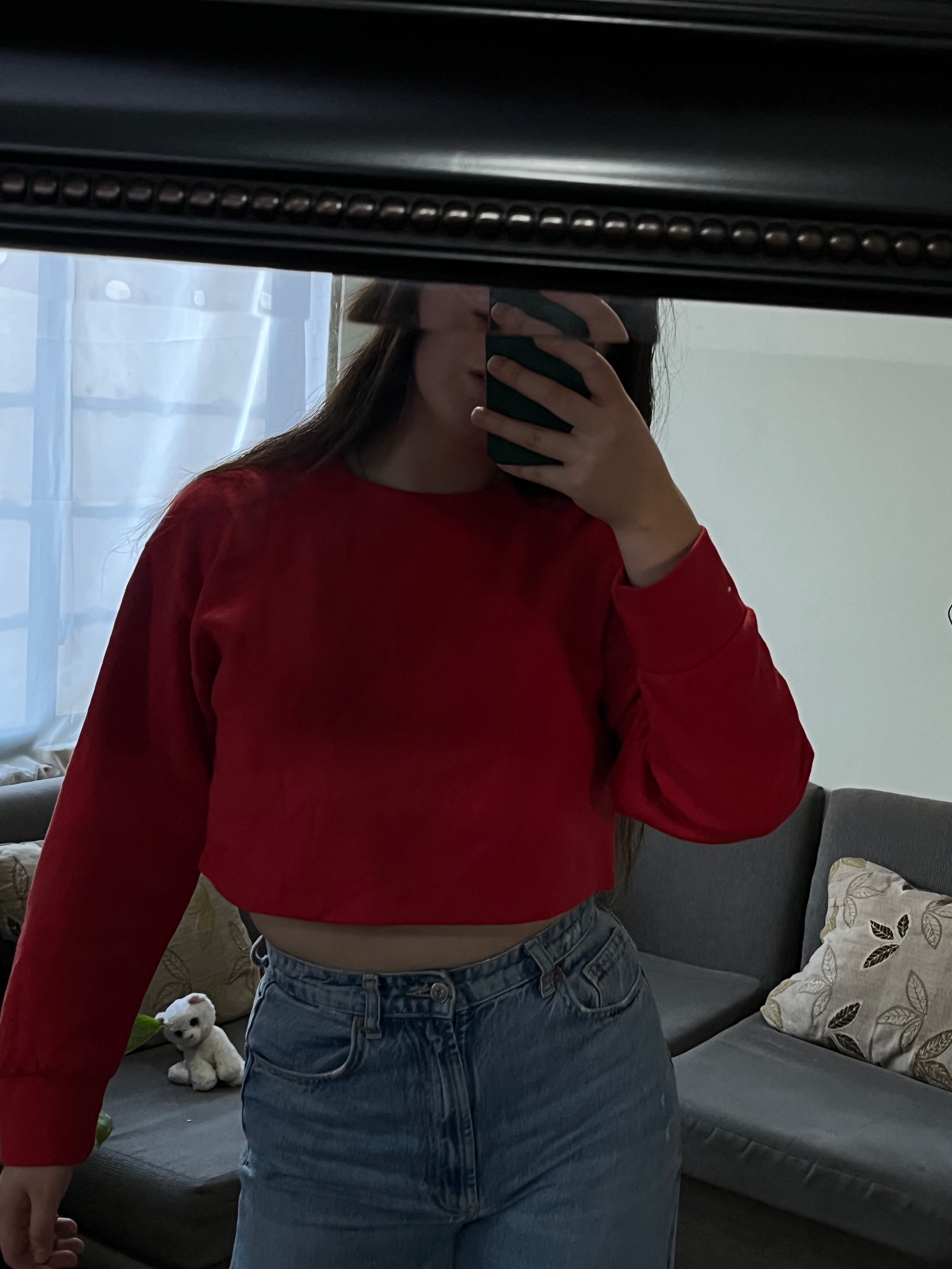 Polerón Cropped Básico Rojo